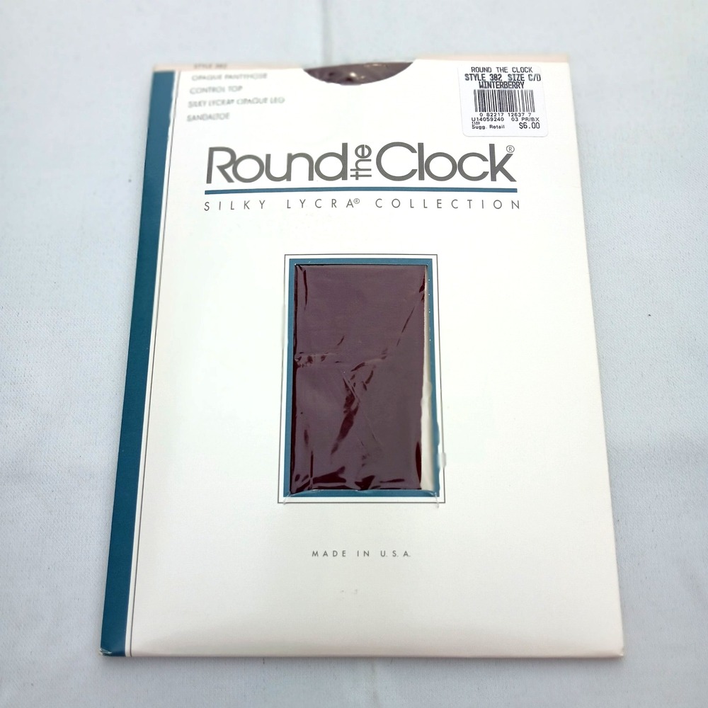 NWT Round The Clock Opaque Pantyhose Vintage 90s‎ Winterberry Purple Size C/D